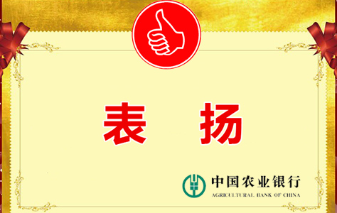 中国农业银行湖南省分行向我司发来书面表扬函